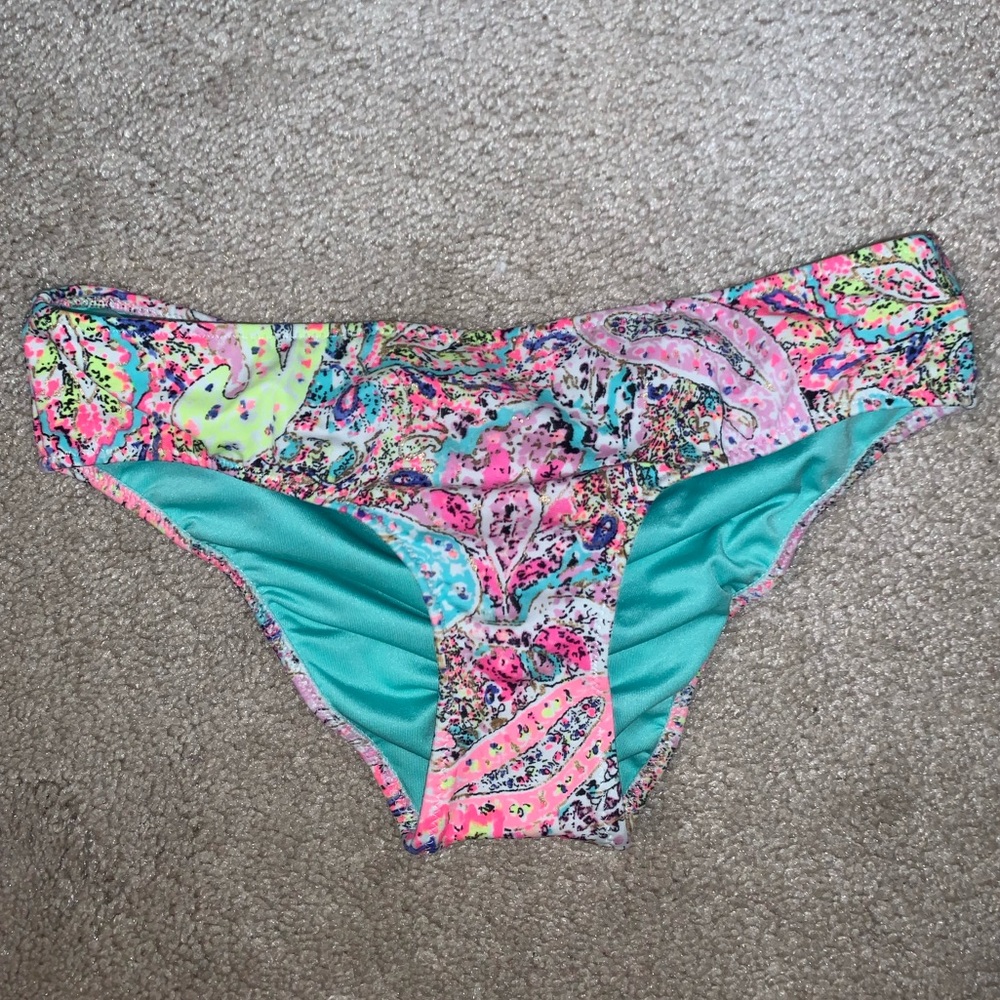 Colorful Paisley Ruched Bikini Bottom
